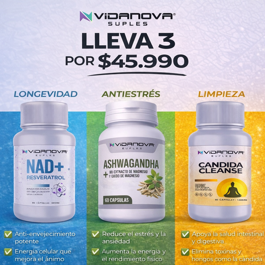 PACK BIENESTAR NAD+/ASHWAGANDHA/CANDIDA